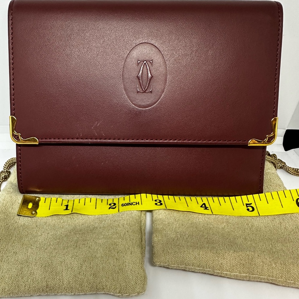 Cartier Burgundy Leather wallet with Gold Corner Accents